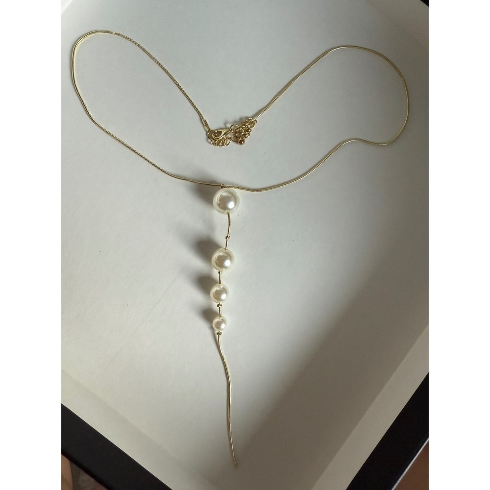 NWT Gold Chain Necklace with Faux Pearl Drop Pendant Fashion Jewelry